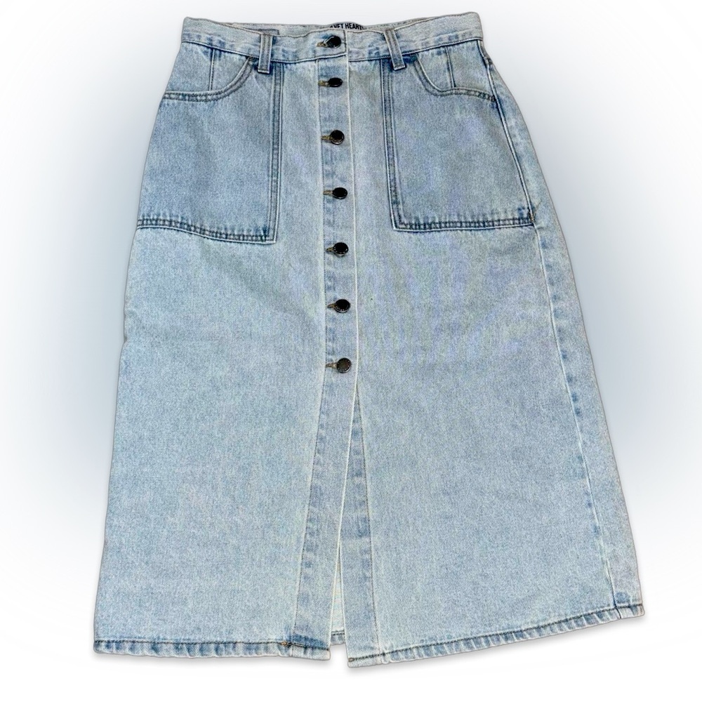 Velvet Heart Light Wash Denim Midi Skirt